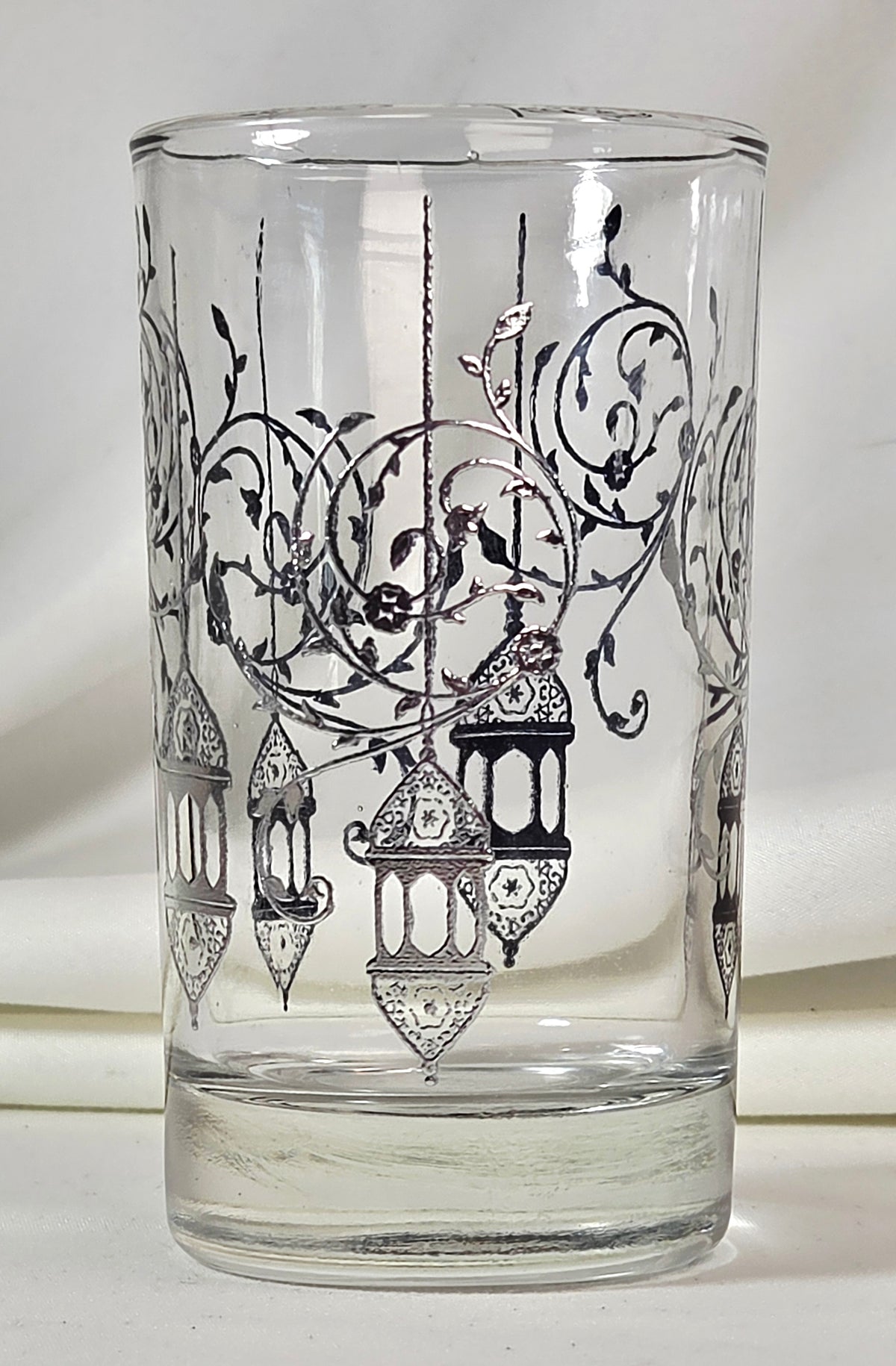 Vintage France Design Silver Moroccan Lantern Glass Tumbler – Ornate Filigree