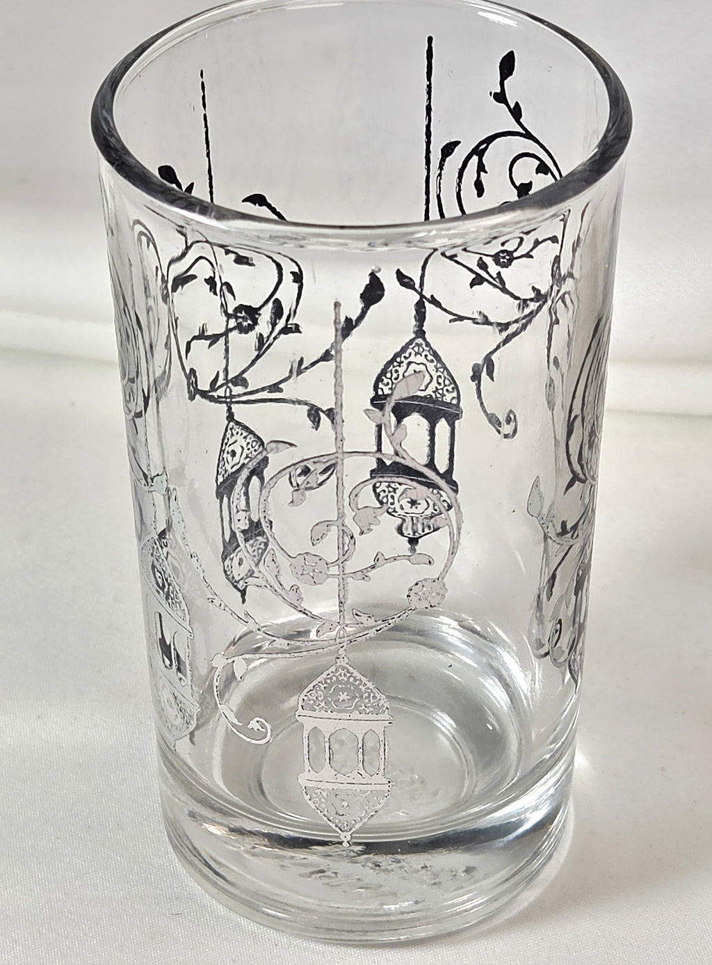 Vintage France Design Silver Moroccan Lantern Glass Tumbler – Ornate Filigree