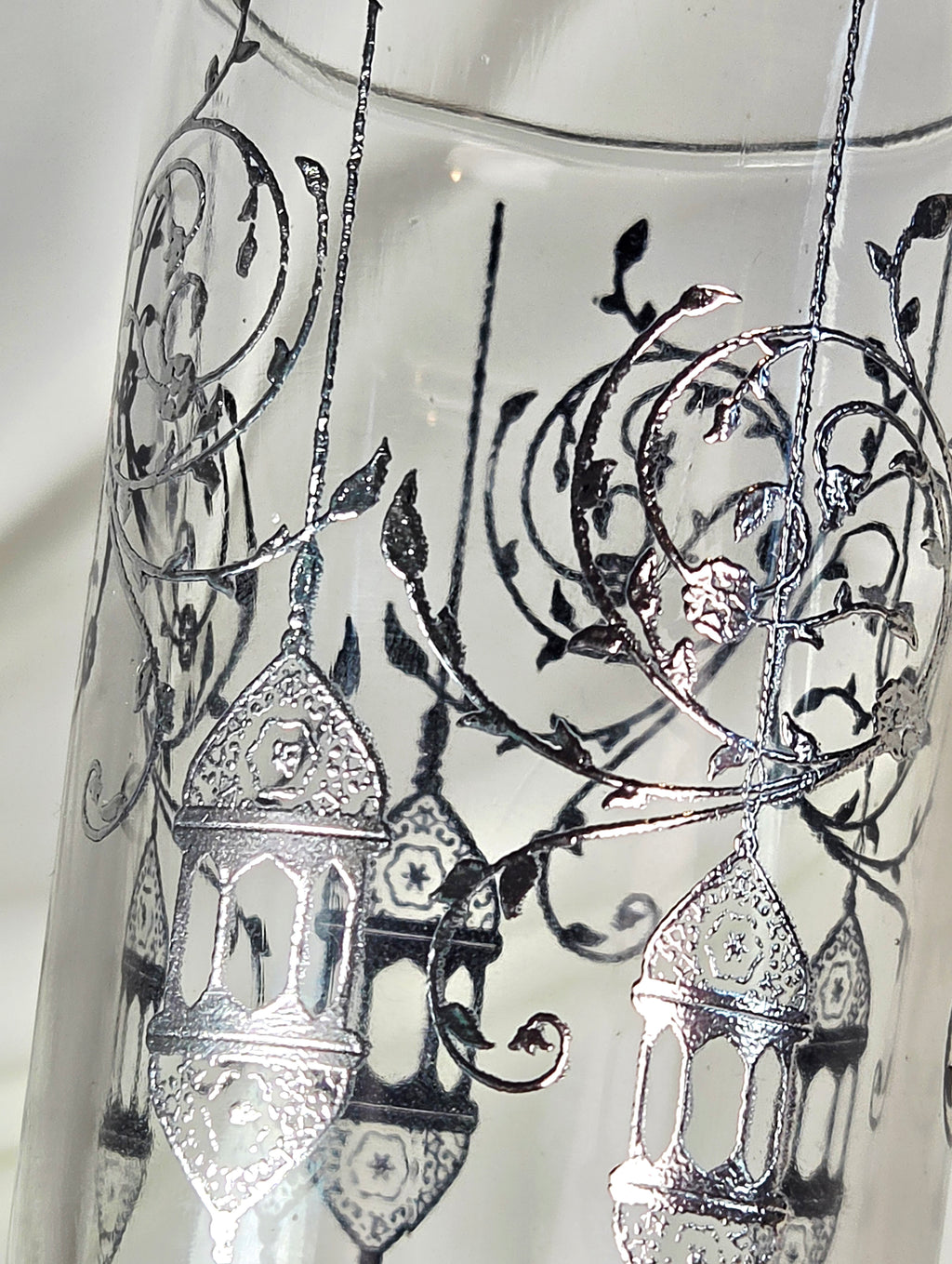 Vintage France Design Silver Moroccan Lantern Glass Tumbler – Ornate Filigree
