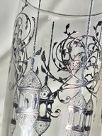 Vintage France Design Silver Moroccan Lantern Glass Tumbler – Ornate Filigree