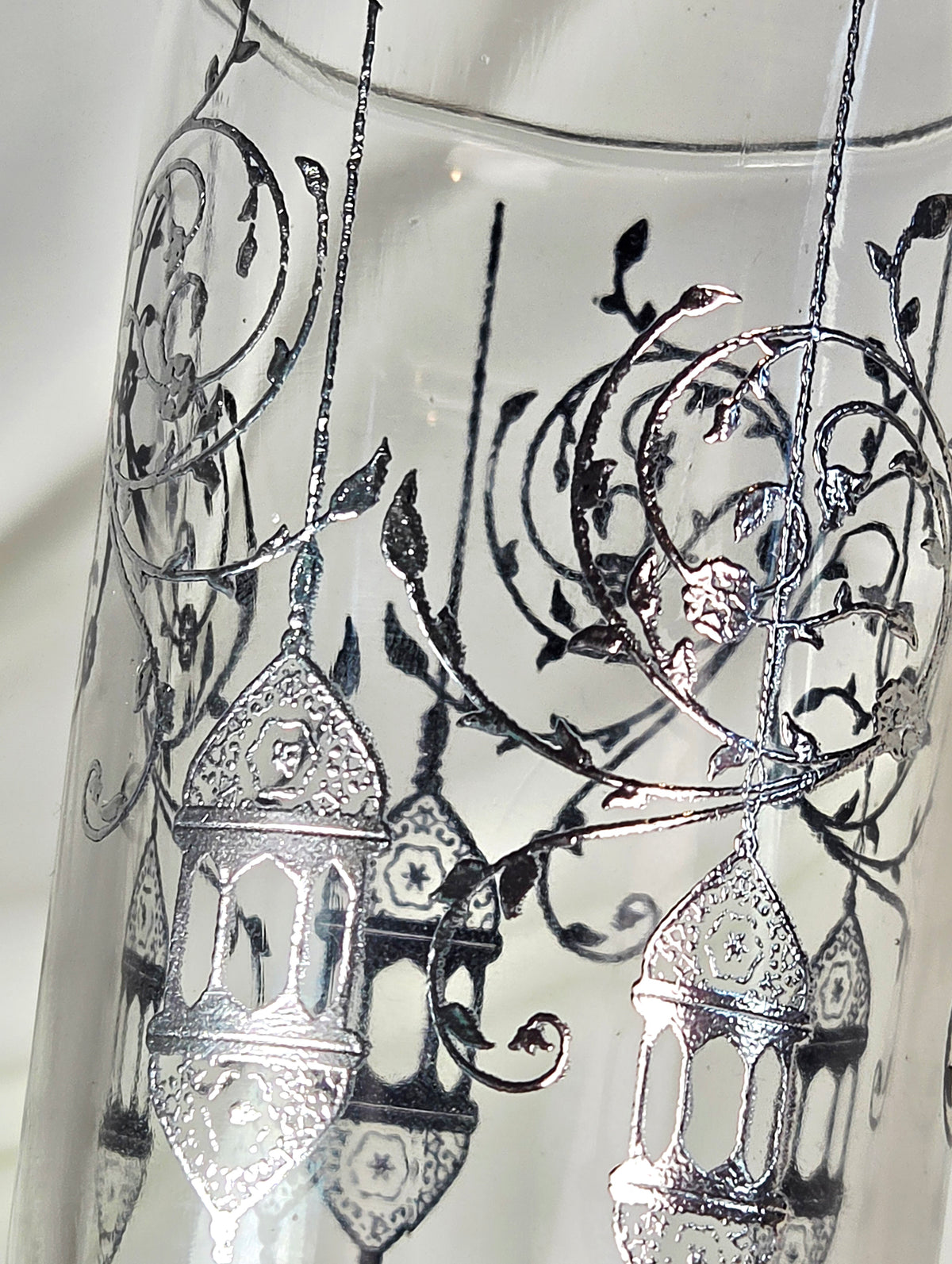 Vintage France Design Silver Moroccan Lantern Glass Tumbler – Ornate Filigree