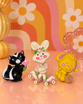 Vintage Avon Fragrance Glacé Novelty Compacts Set of 3 Skunk Bunny Bear 1970s
