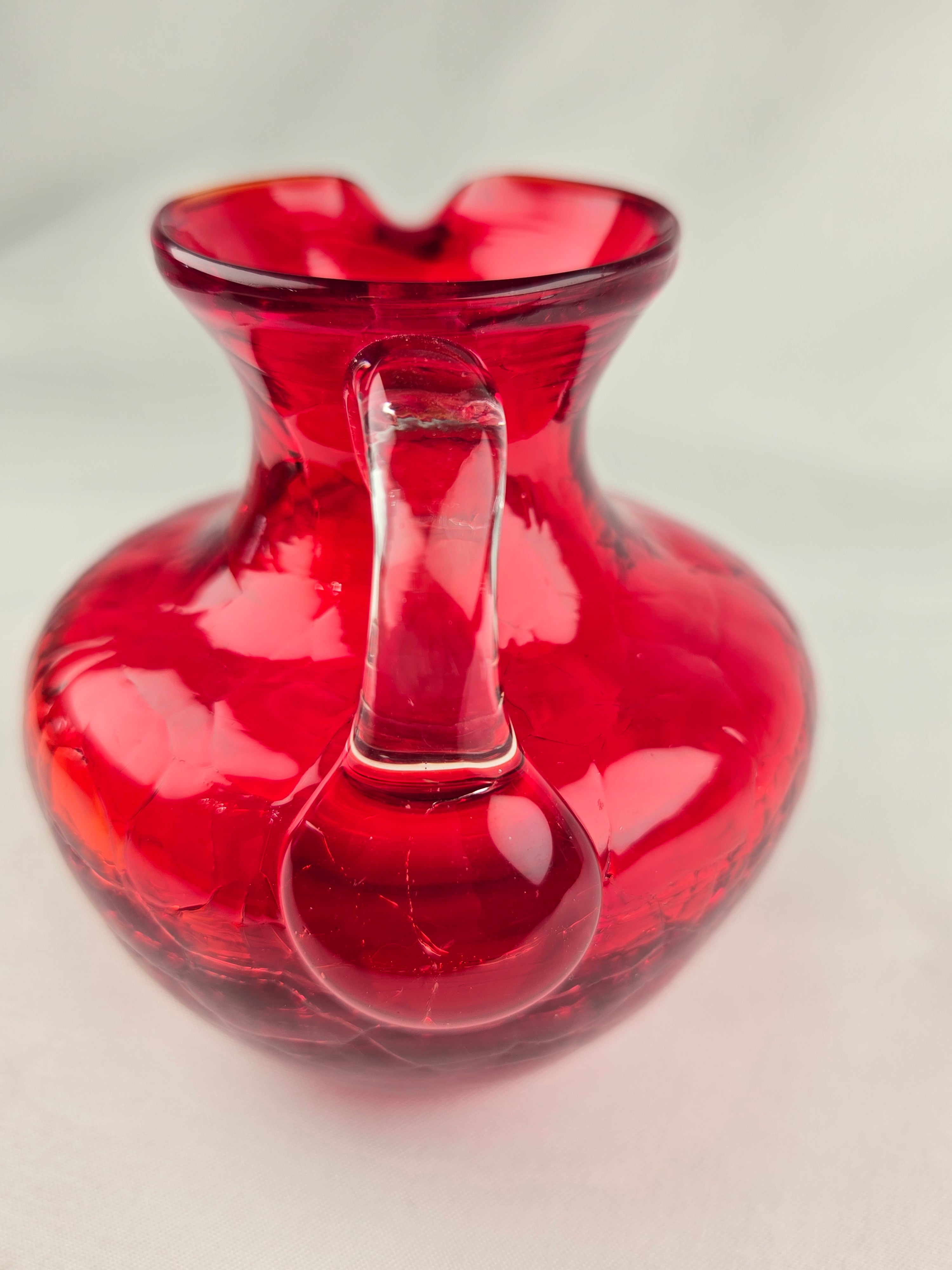 Crackle Glass Vintage Red Mini Pitcher Creamer – Handled Glass Pitcher