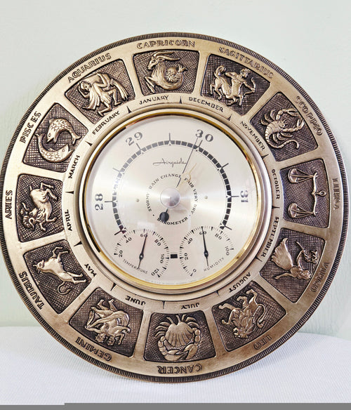 Airguide Zodiac Barometer Hygrometer Thermometer 14" Wall Plaque Vintage Astrology Decor