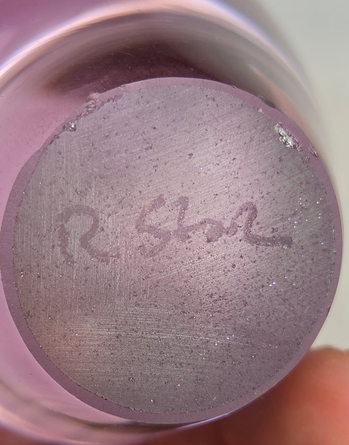 Vintage Signed R. Strand Swedish Art Glass Bud Vase 3.5" Amethyst Purple Clear MCM