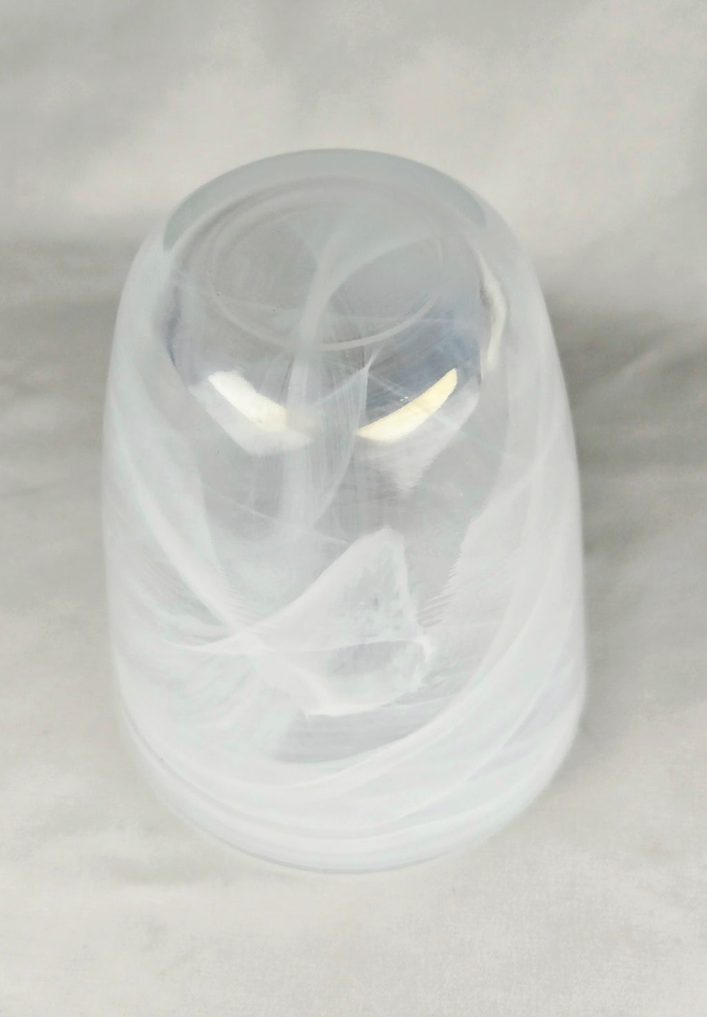 Iridescent Frosted Glass Vase – Swirl Pattern Opalescent Small Decorative Vessel