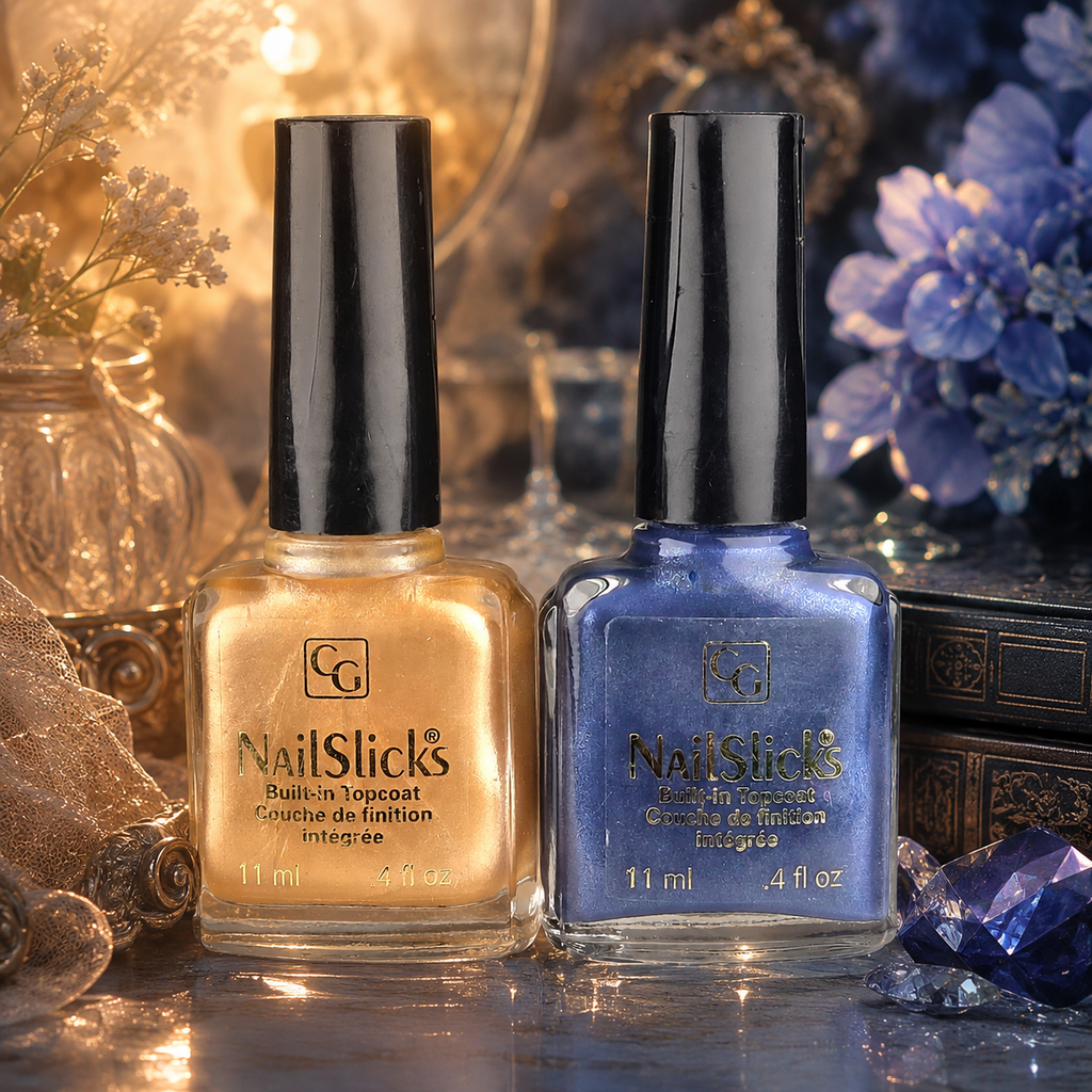 Maybelline NailSlicks MoonGlow 621 & Starry Blue 240 Vintage Nail Polish Duo