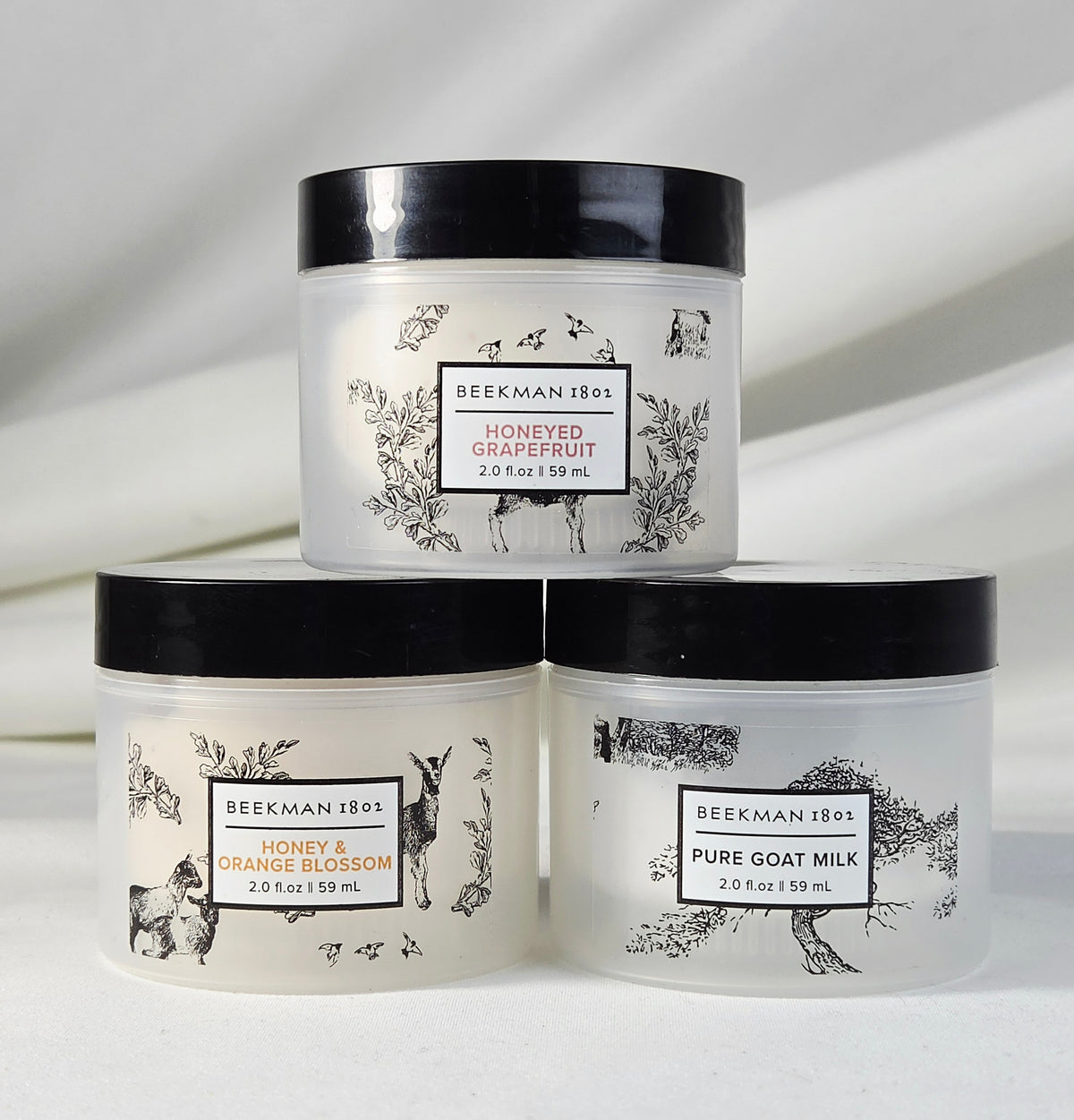 Beekman 1802 Goat Milk Body Cream Trio – Honeyed Grapefruit, Honey & Orange Blossom, Pure Goat Milk 2 oz Each
