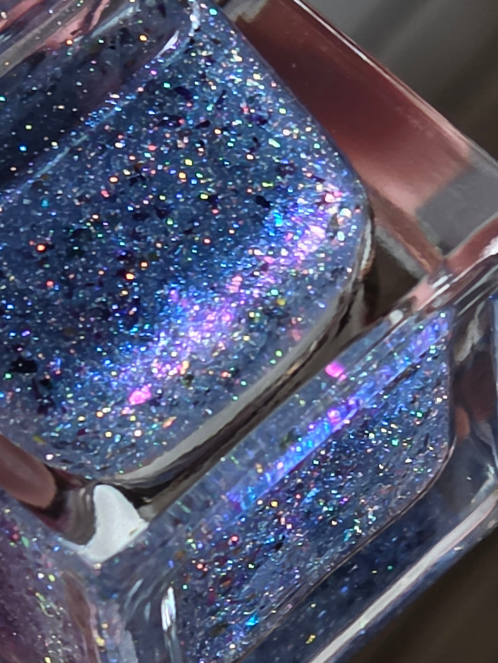 Atlantean Aetherdust— Clear Blue Purple Iridescent Flake Nail Polish Topper with Holographic Sparkle | Liquid Krystal Co.