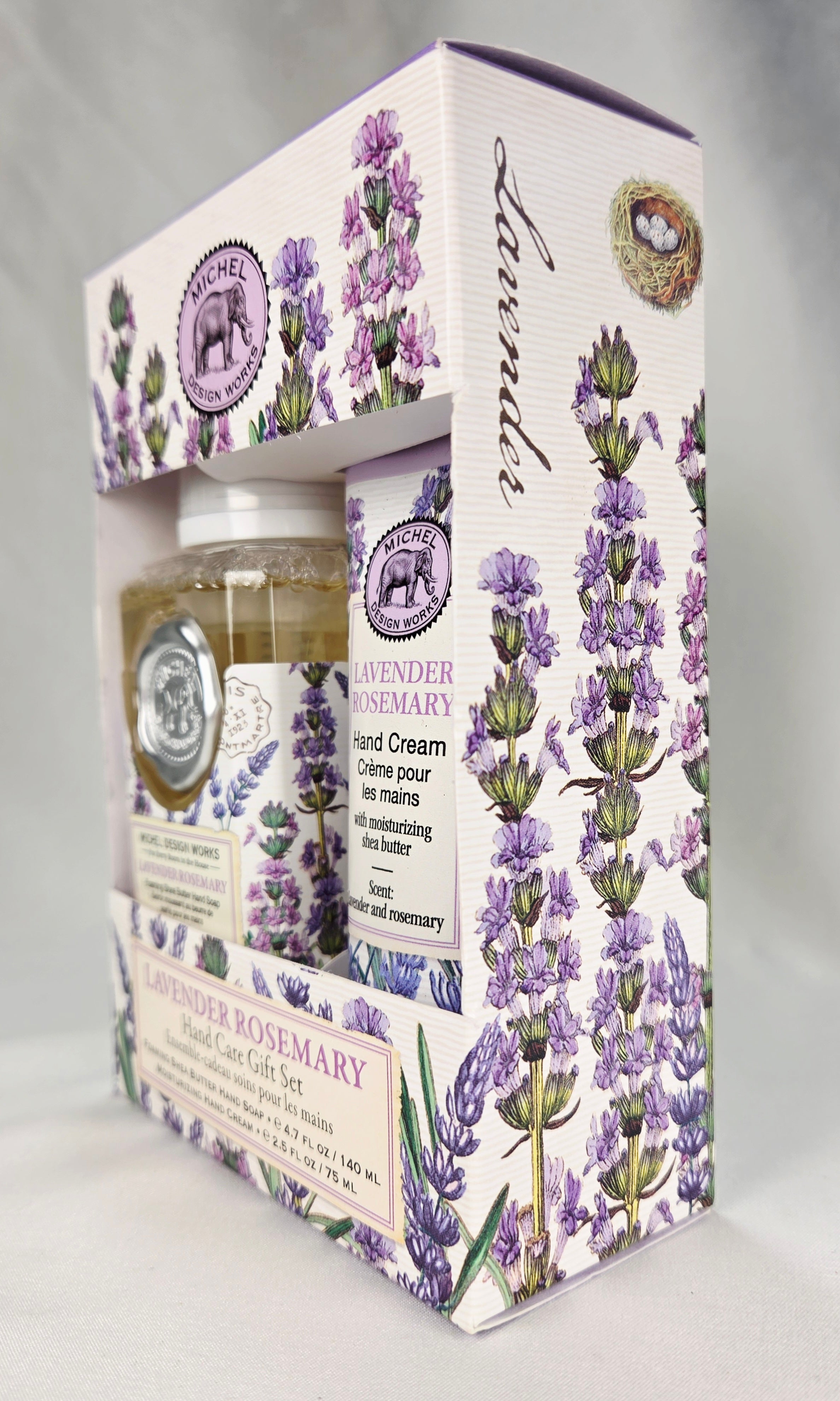Michel Design Works Lavender Rosemary Hand Care Gift Set | Factory Sealed | Foaming Shea Butter Soap & Hand Cream Gift Box