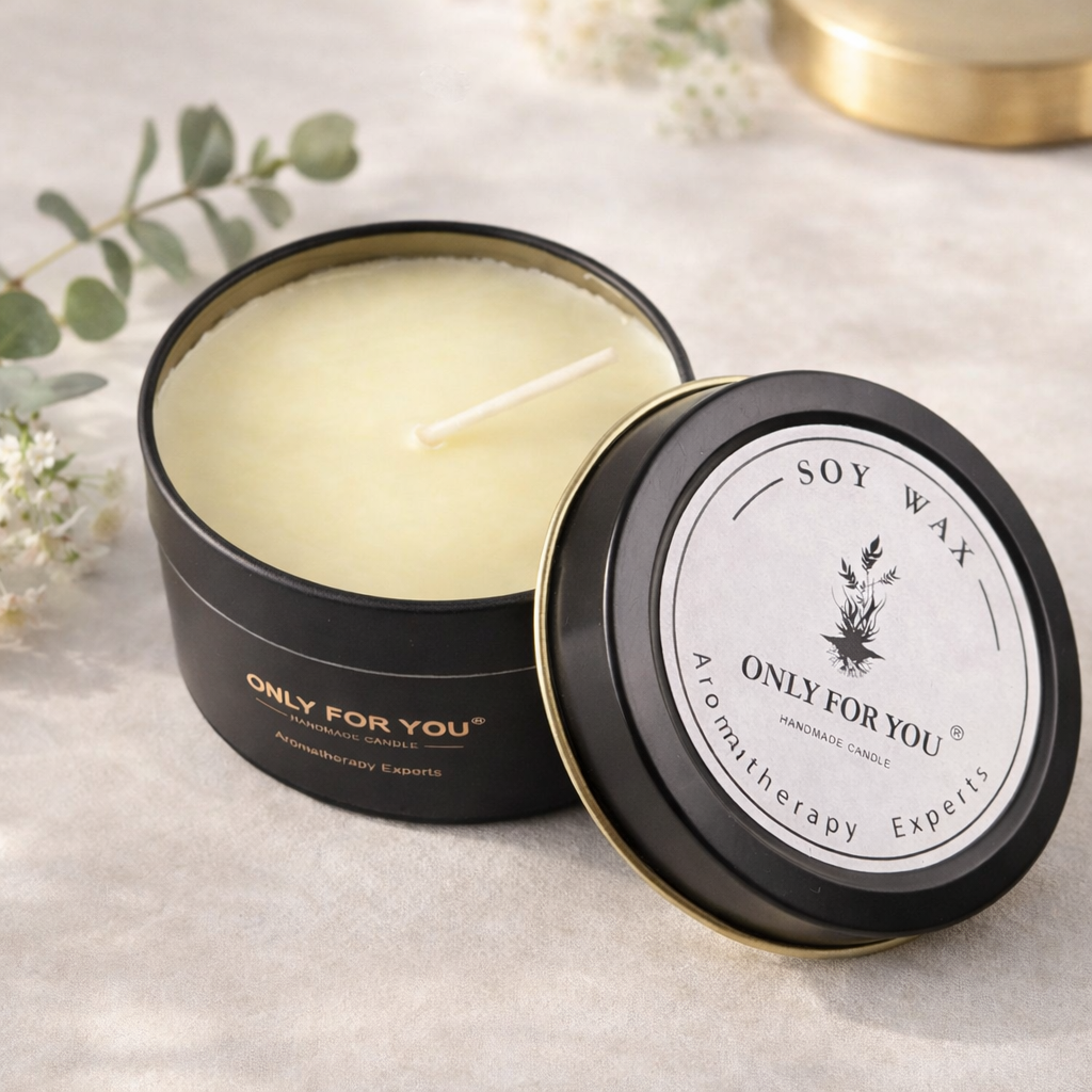 ONLY FOR YOU Soy Wax Candle Aromatherapy Experts Black Tin Handmade Candle Minimalist Spa Candle