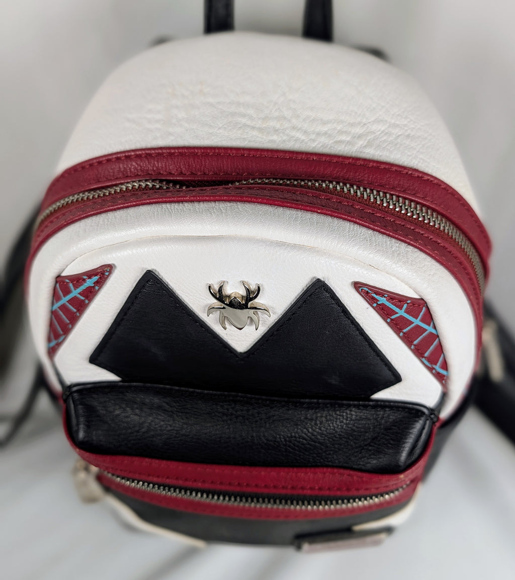 Marvel Loungefly Spider-Gwen Ghost Spider Mini Backpack Red White Black Spider Web Marvel Loungefly Bag