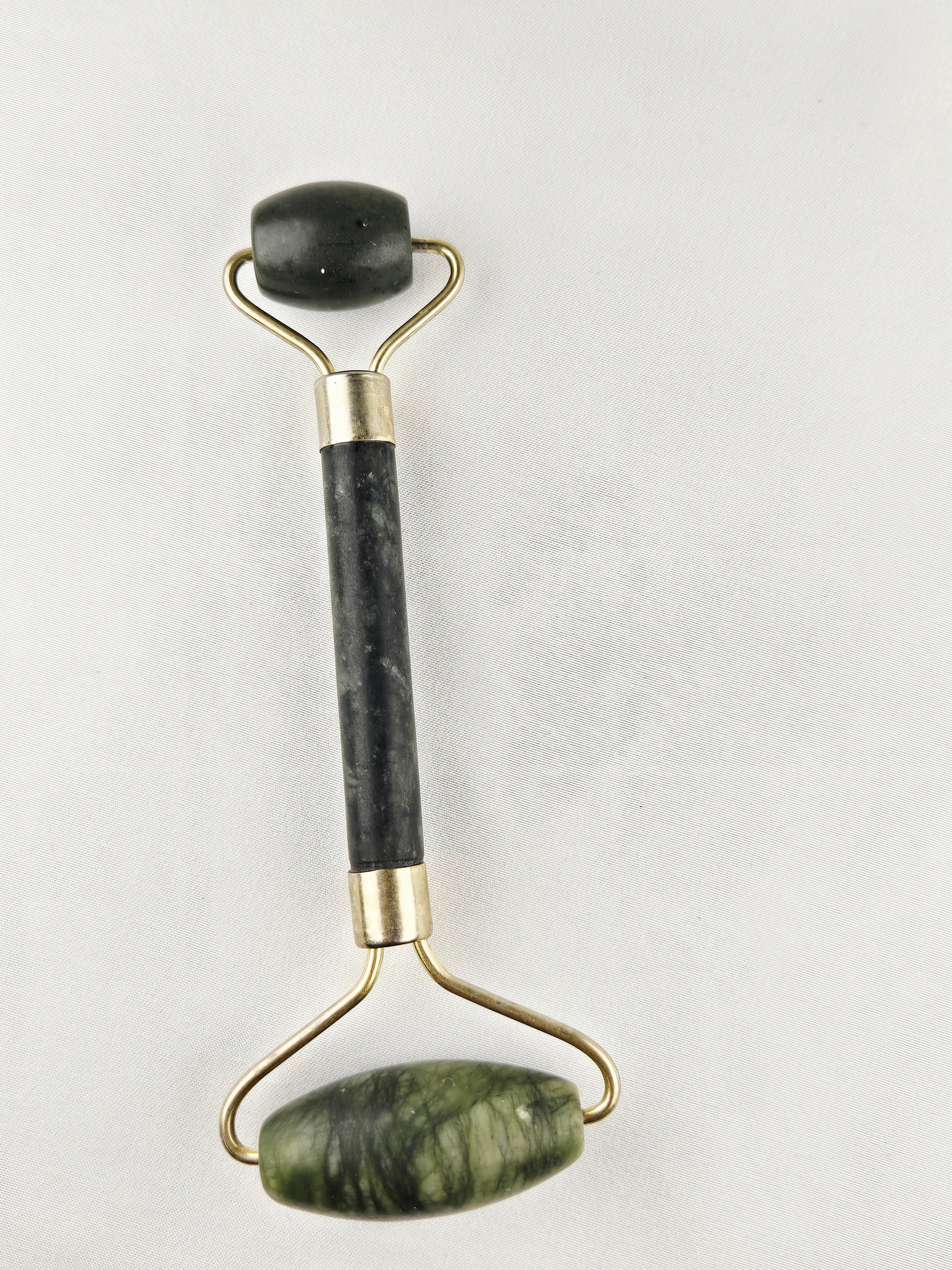 Natural Jade Facial Roller Dual-Ended Heavy Green Jade Face Massage Tool