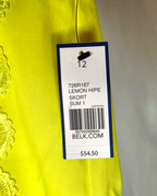 Crown & Ivy Lemon Hipe Skort Size 12 Neon Yellow Floral Crochet Trim NWT