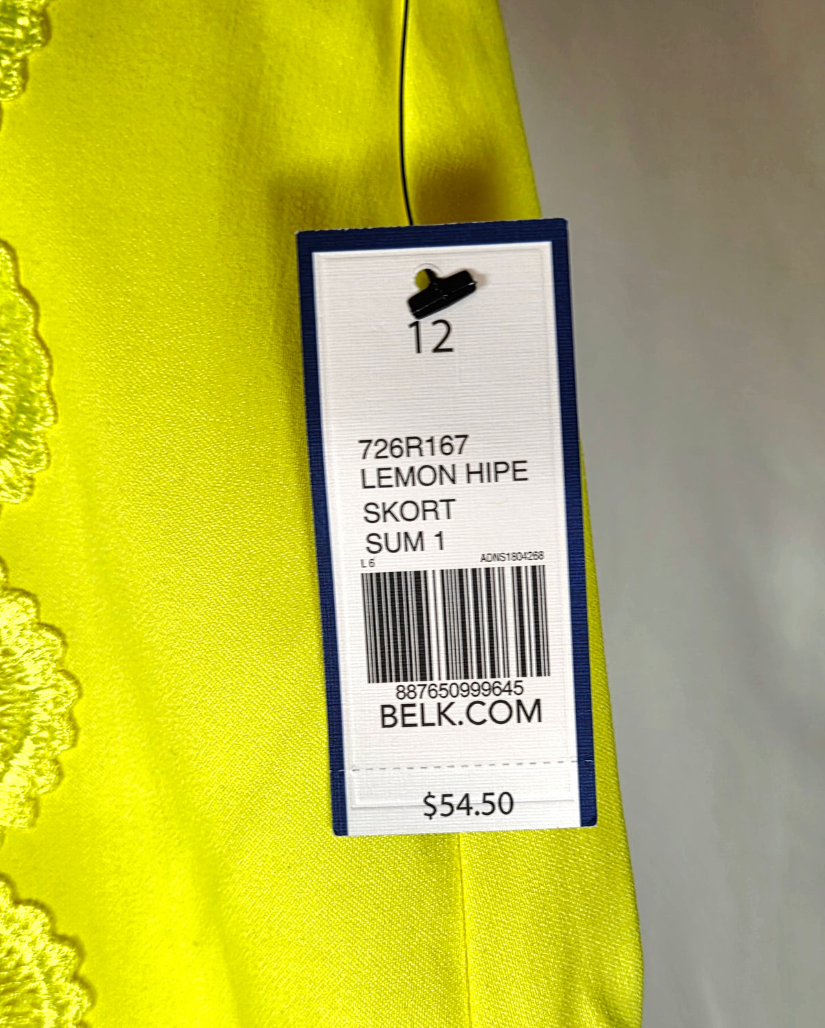 Crown & Ivy Lemon Hipe Skort Size 12 Neon Yellow Floral Crochet Trim NWT