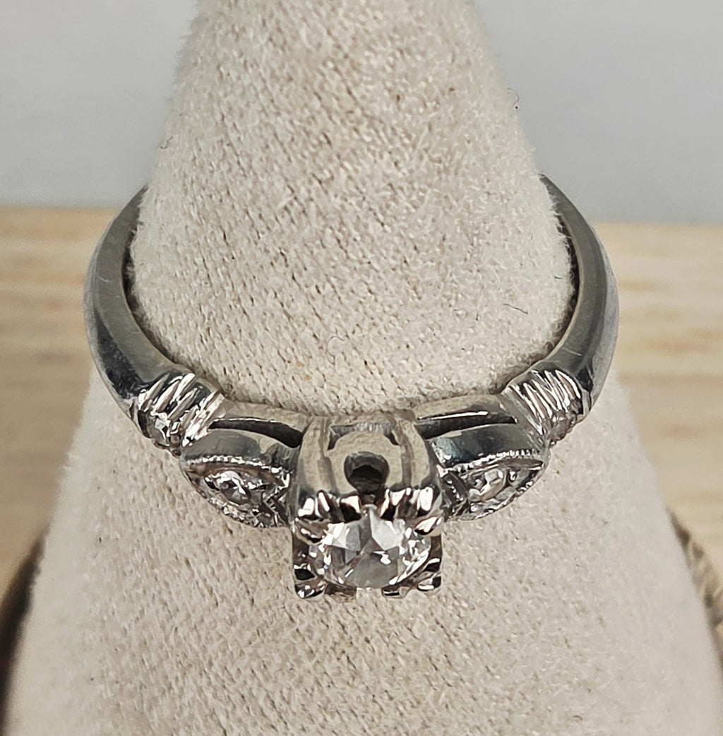 Antique Platinum Diamond Engagement Ring - EGL USA Certified - Size 5.5
