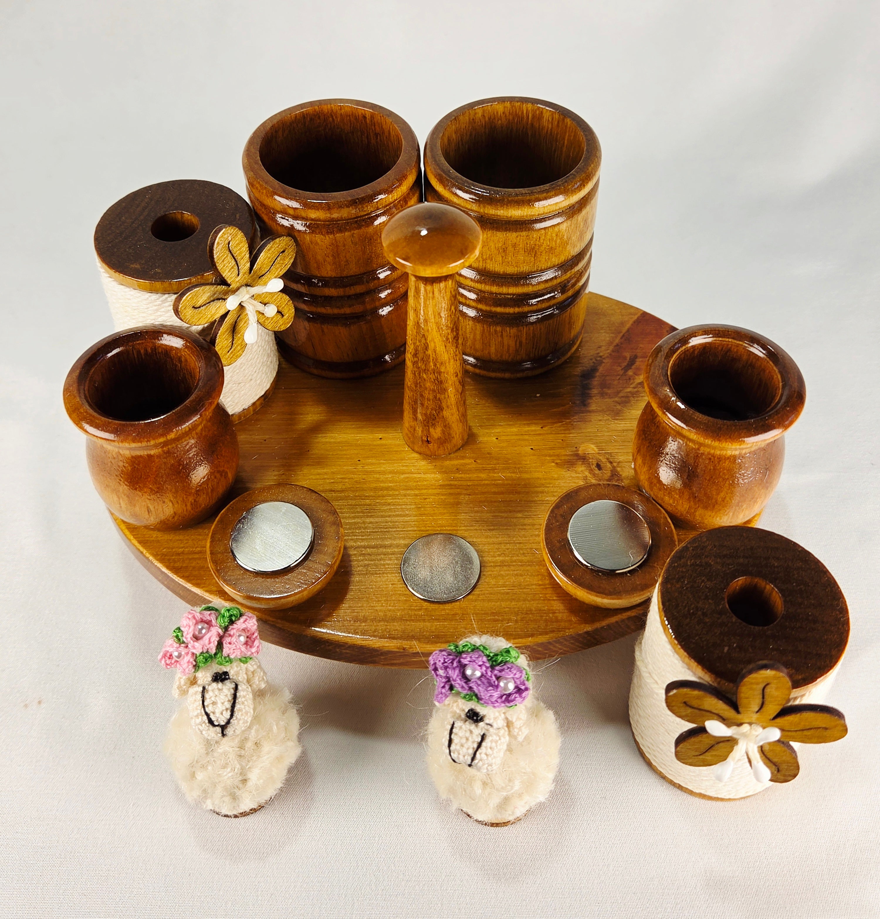 Just Wood Sheep Organizer Caddy Rotating Needlework Station