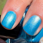 Cyanalite Handmade Cyan Blue Nail Polish with Subtle Gold Shimmer | Indie Nail Lacquer Prototype