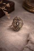 Silver Ornate Vintage Filigree Statement Ring- Size 5