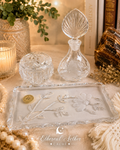 Princess House 24% Lead Crystal Vanity Set – West Germany Perfume Bottle, Trinket Box & Tray