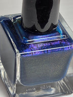 Diana’s Dalliance – Deep Sapphire Blue with Purple Gold Pink Shift Handmade Indie Nail Lacquer | Liquid Krystal Co.