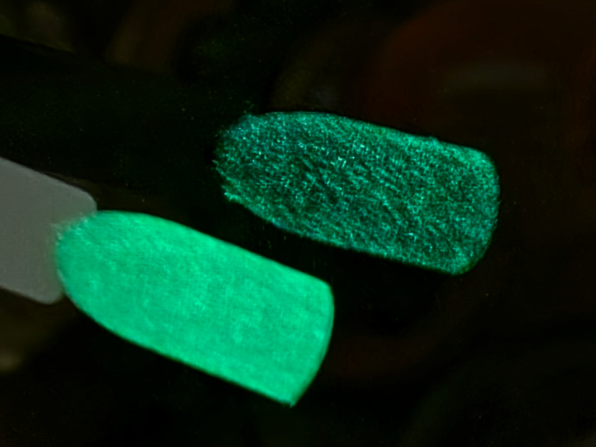 Ectophoria- Neon Radioactive Green Gold Shimmer Glow In The Dark Blacklight Reactive Indie Lacquer Handmade Indie Nail Polish