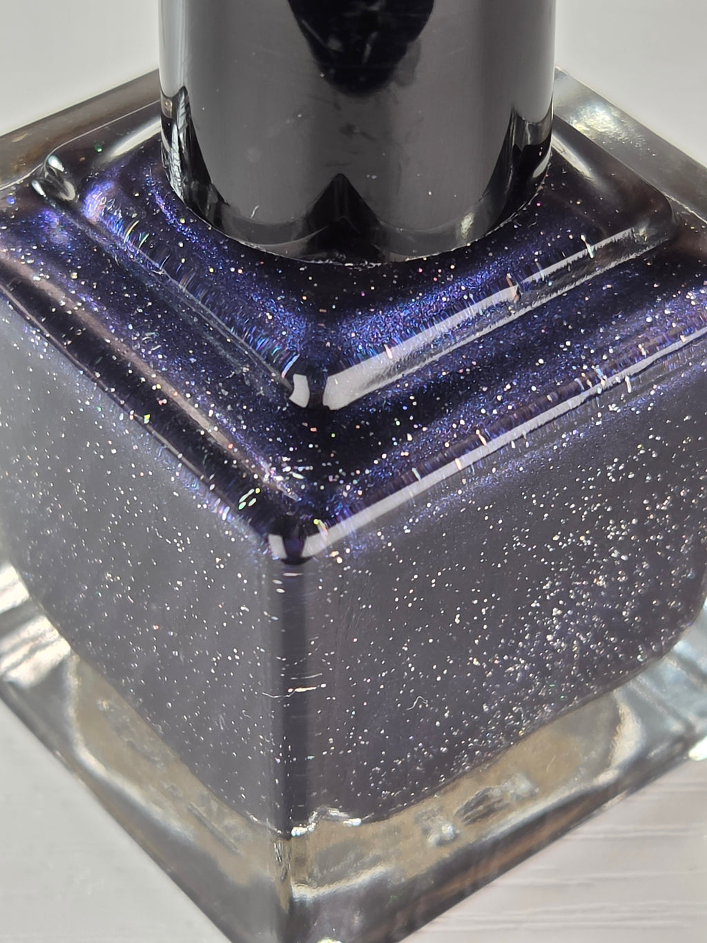Galactic Abyss- Deep Black Purple Jelly Holographic Shimmer Nail Lacquer with Blue Violet Sheen | Liquid Krystal Co Handmade Indie Nail Polish