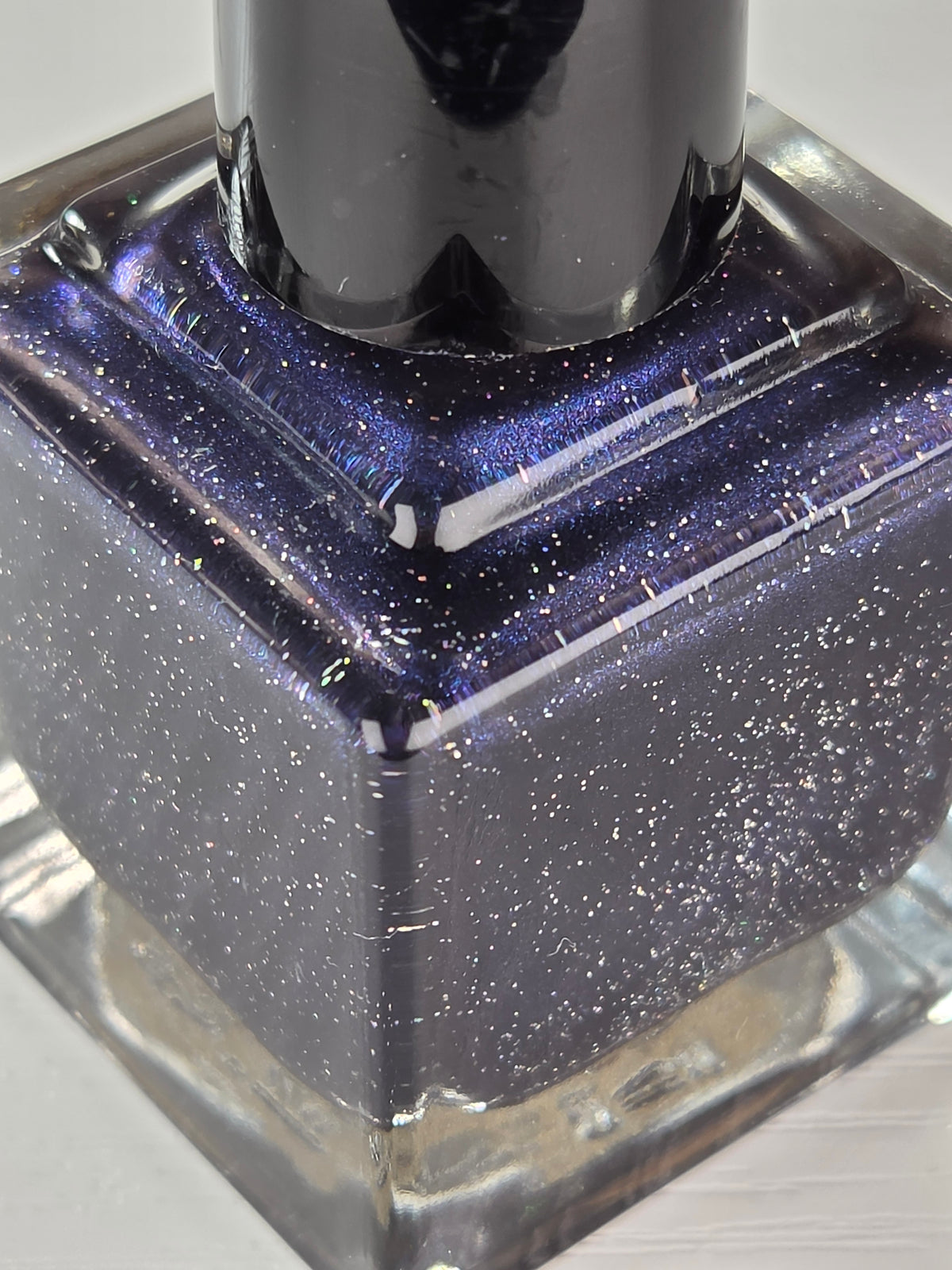 Galactic Abyss- Deep Black Purple Jelly Holographic Shimmer Nail Lacquer with Blue Violet Sheen | Liquid Krystal Co Handmade Indie Nail Polish