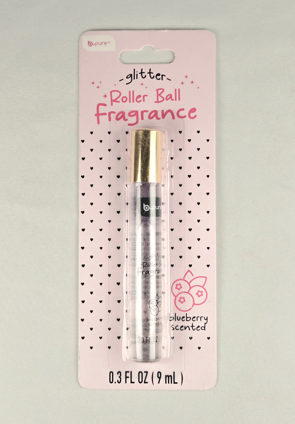 b•pure Glitter Roller Ball Fragrance | Berry Glaze Sparkle —Blueberry Scented Shimmer Perfume Oil | Travel Size
