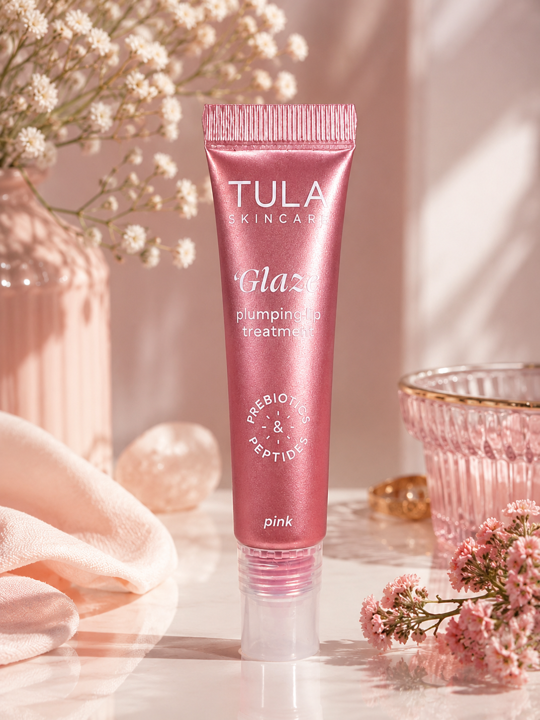 TULA Skincare Glaze Plumping Lip Treatment Pink Prebiotics & Peptides Lip Gloss