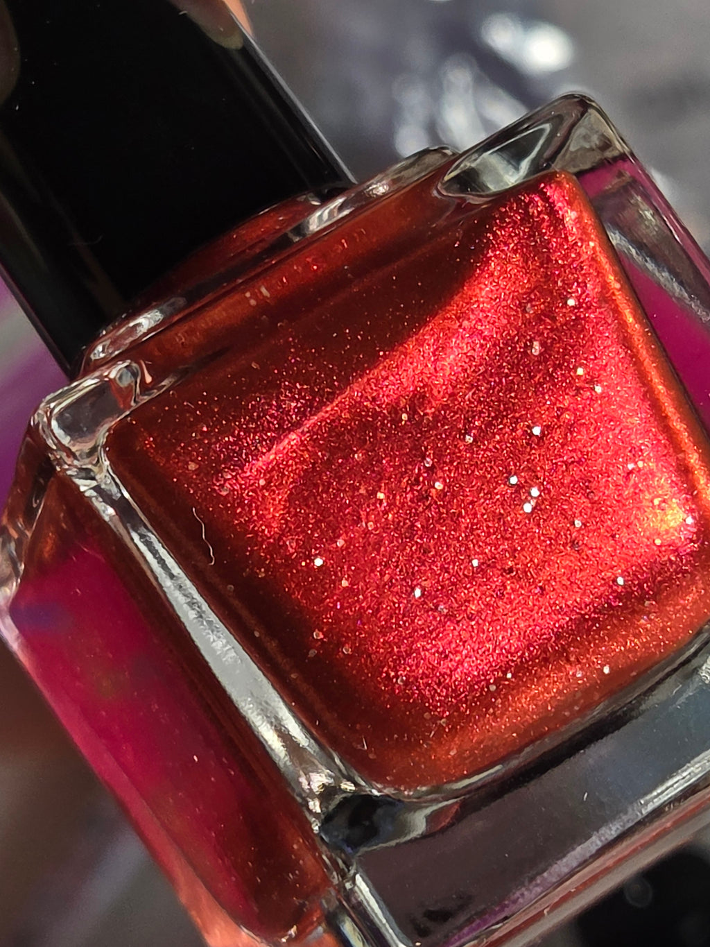 Velvet Noel — Ruby Red Shimmer Nail Polish with Silver Hex Glitter | Christmas Holiday Indie Lacquer | Liquid Krystal Co.