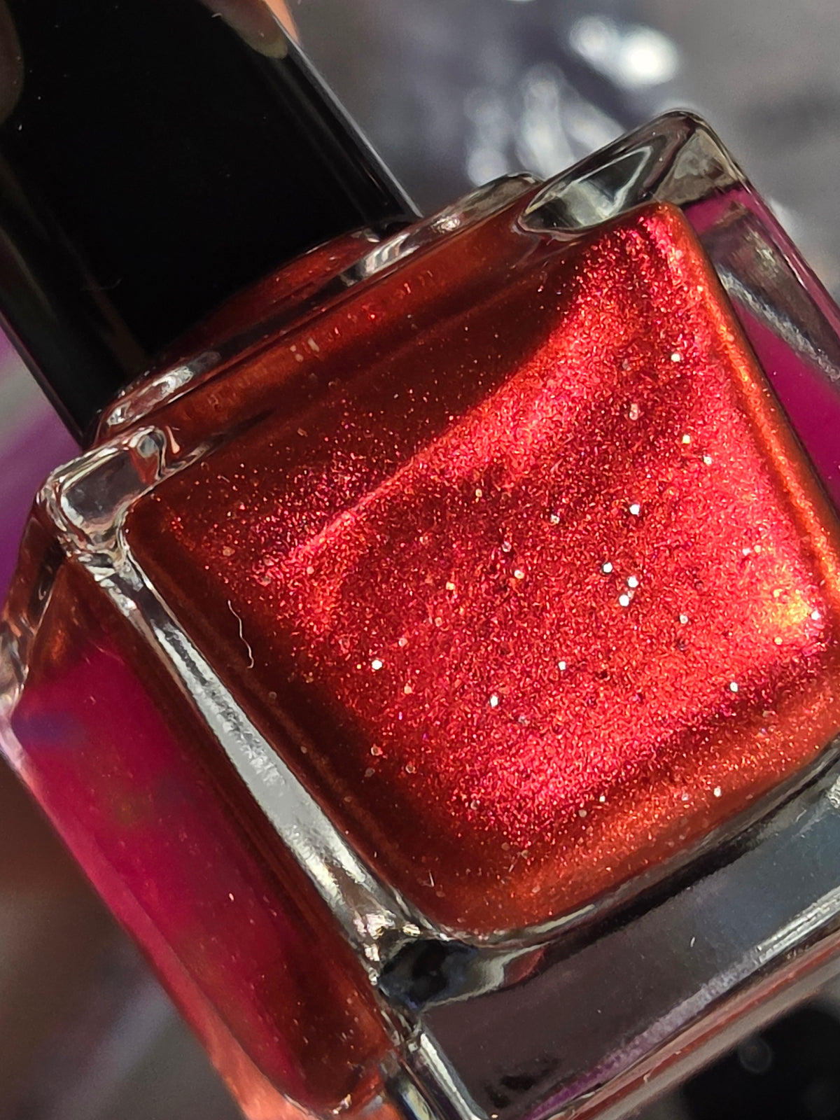 Velvet Noel — Ruby Red Shimmer Nail Polish with Silver Hex Glitter | Christmas Holiday Indie Lacquer | Liquid Krystal Co.