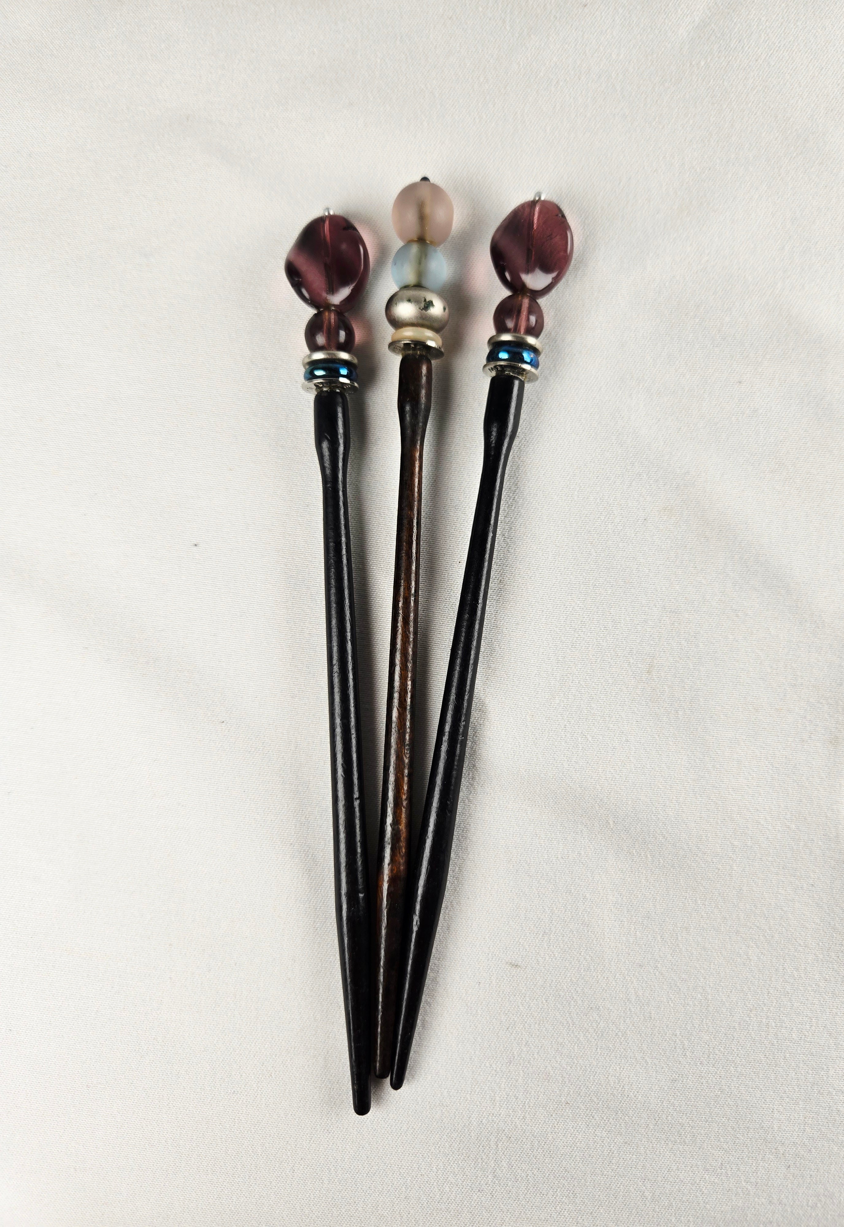 MEI FA Hairstyx - Vintage-Inspired Beaded Hair Sticks Set (3-Piece with Pouch)