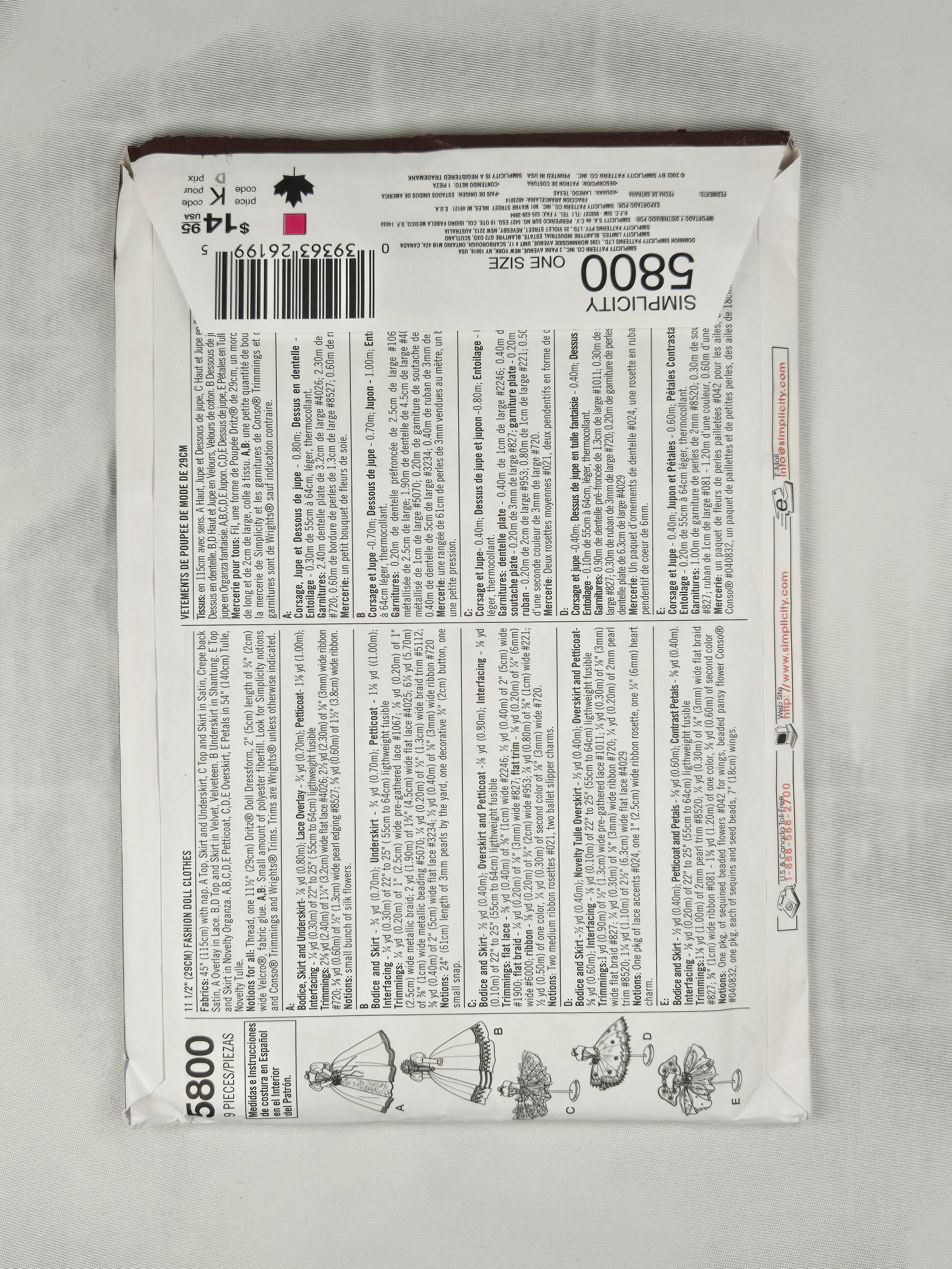 Simplicity Vintage 5800 Doll Clothes Pattern – 11½” Doll Wardrobe | Teresa Nordstrom Designs