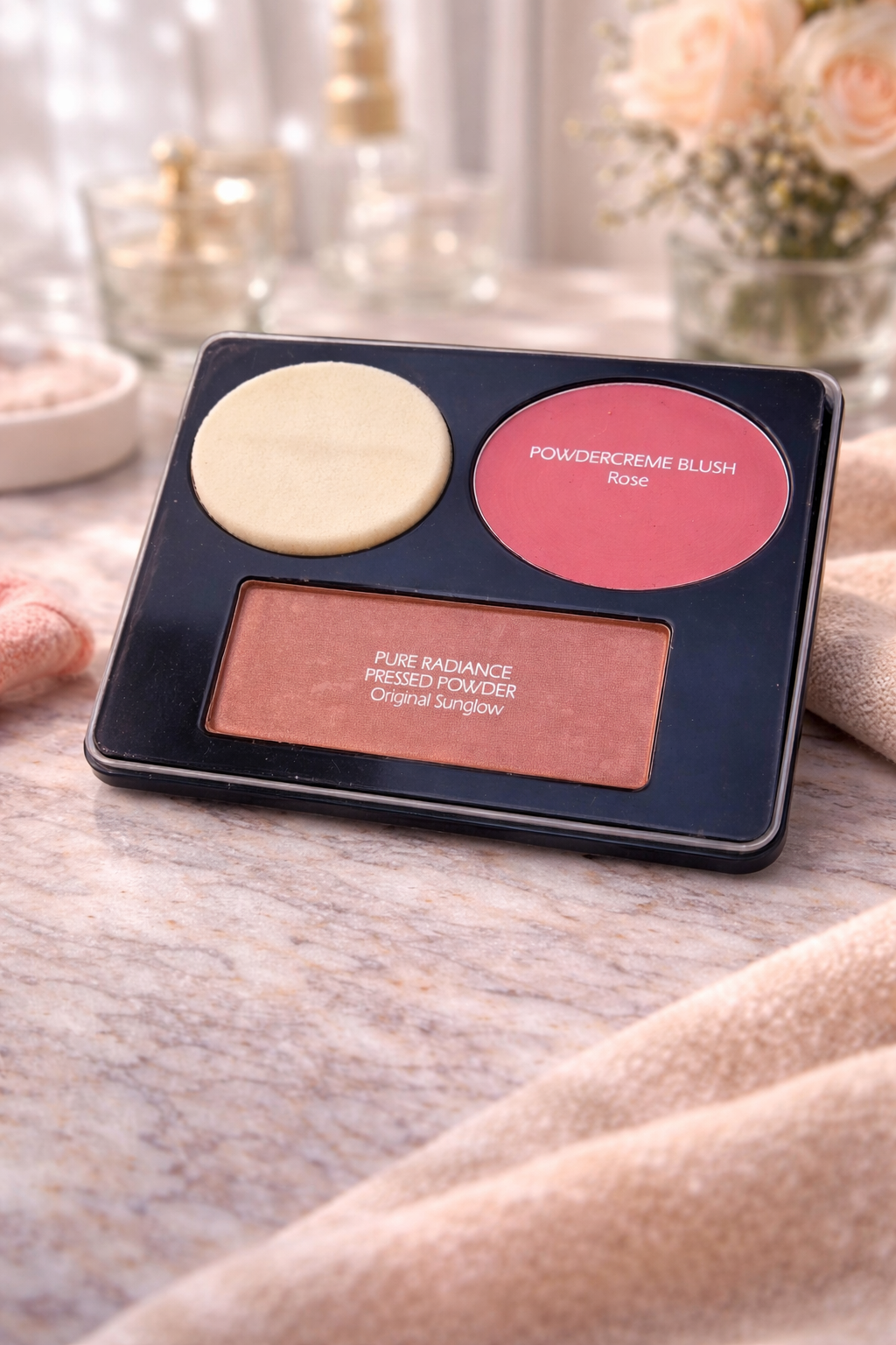 Vintage Revlon PowderCreme Blush Rose & Pure Radiance Pressed Powder Palette Original Sunglow Face Palette