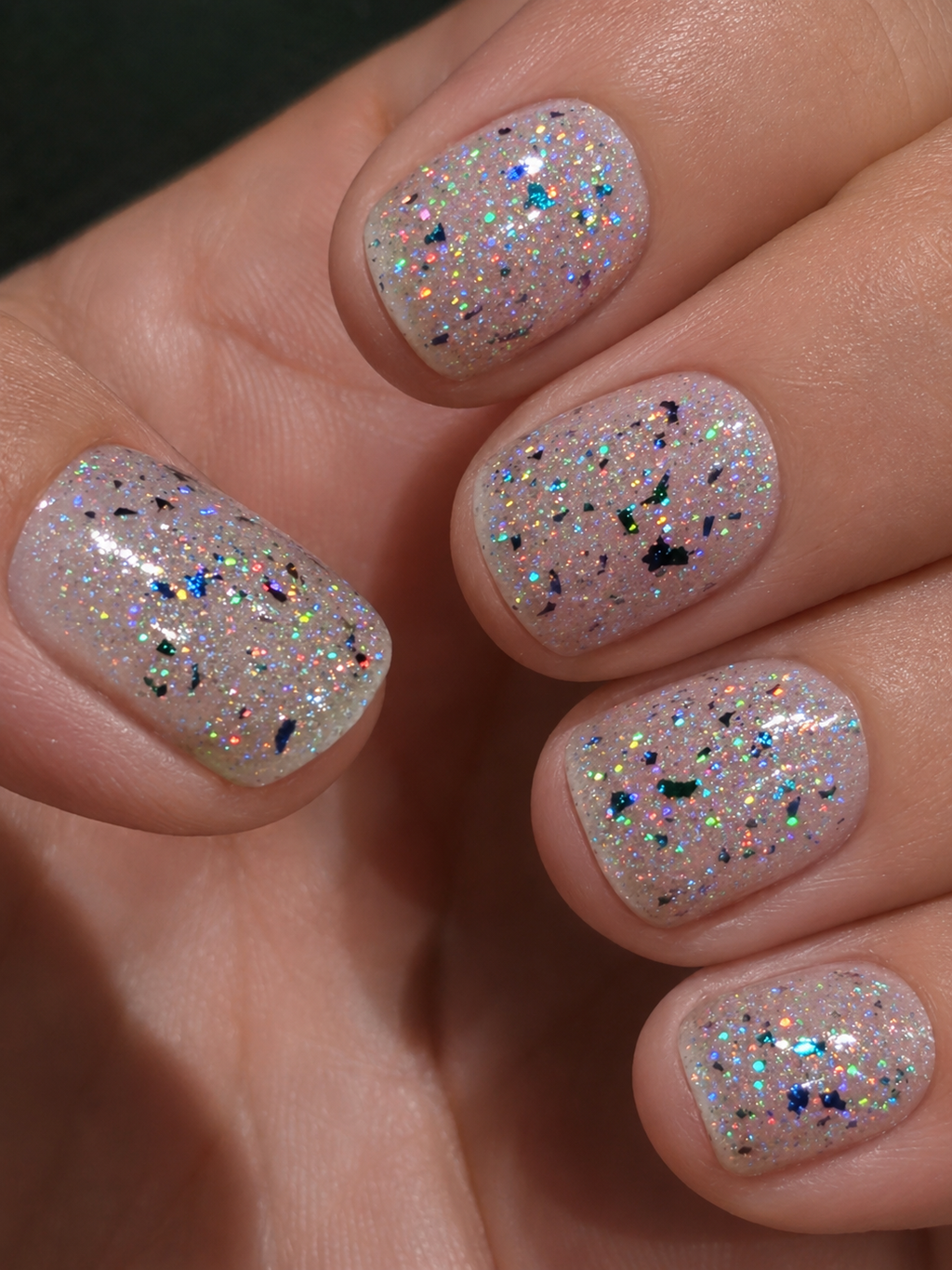 Aetherdust – Silver Holographic Nail Polish with Multichrome Chameleon Flakes | Sheer Buildable Indie Lacquer - Liquid Krystal Co