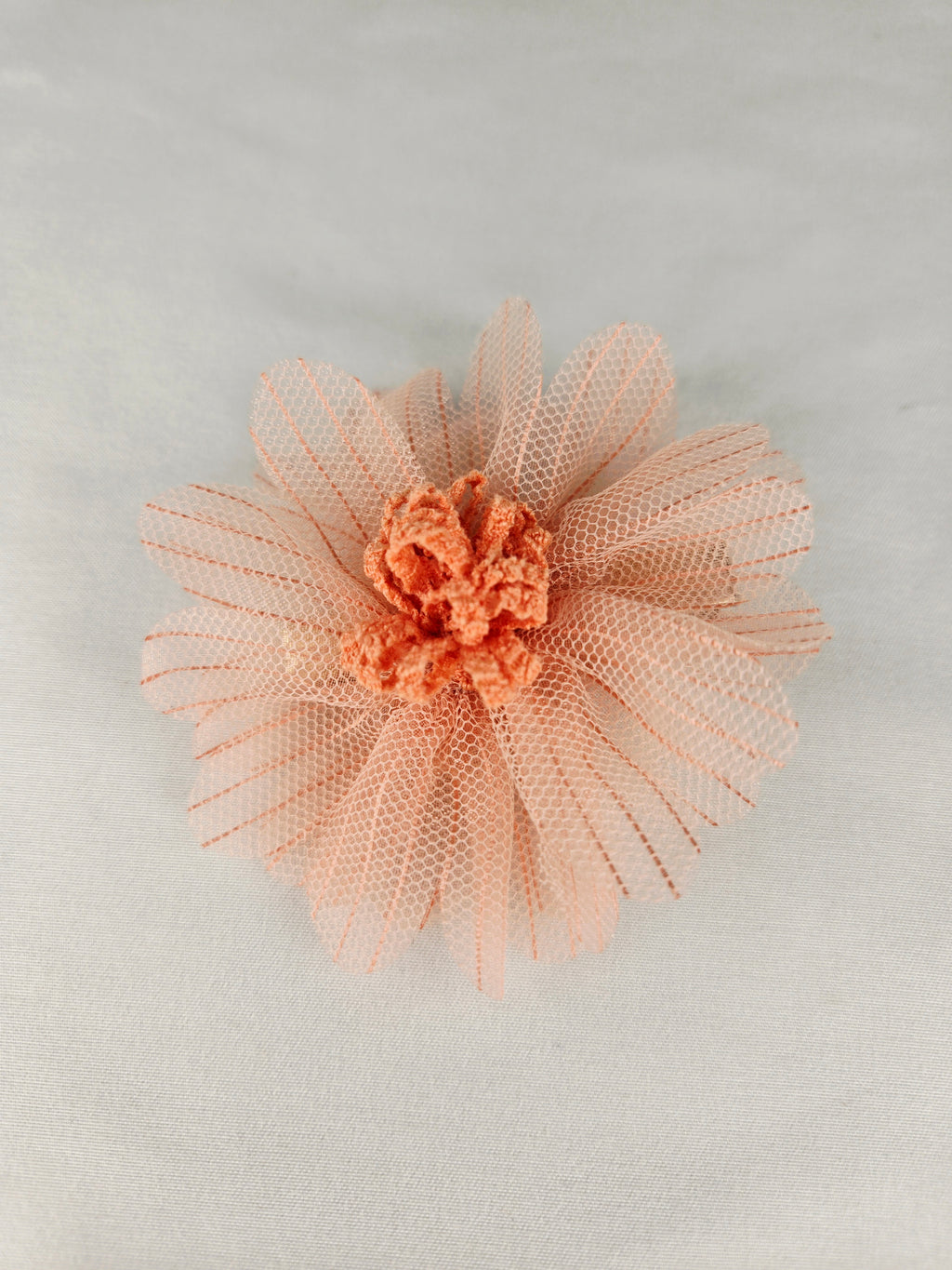 🎁 Present Pile Add-On | $25+ Order                    Peach Mesh Flower Hair Clip Sheer Petal Floral Barrette Gold Tone Clip