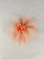 🎁 Present Pile Add-On | $25+ Order                    Peach Mesh Flower Hair Clip Sheer Petal Floral Barrette Gold Tone Clip
