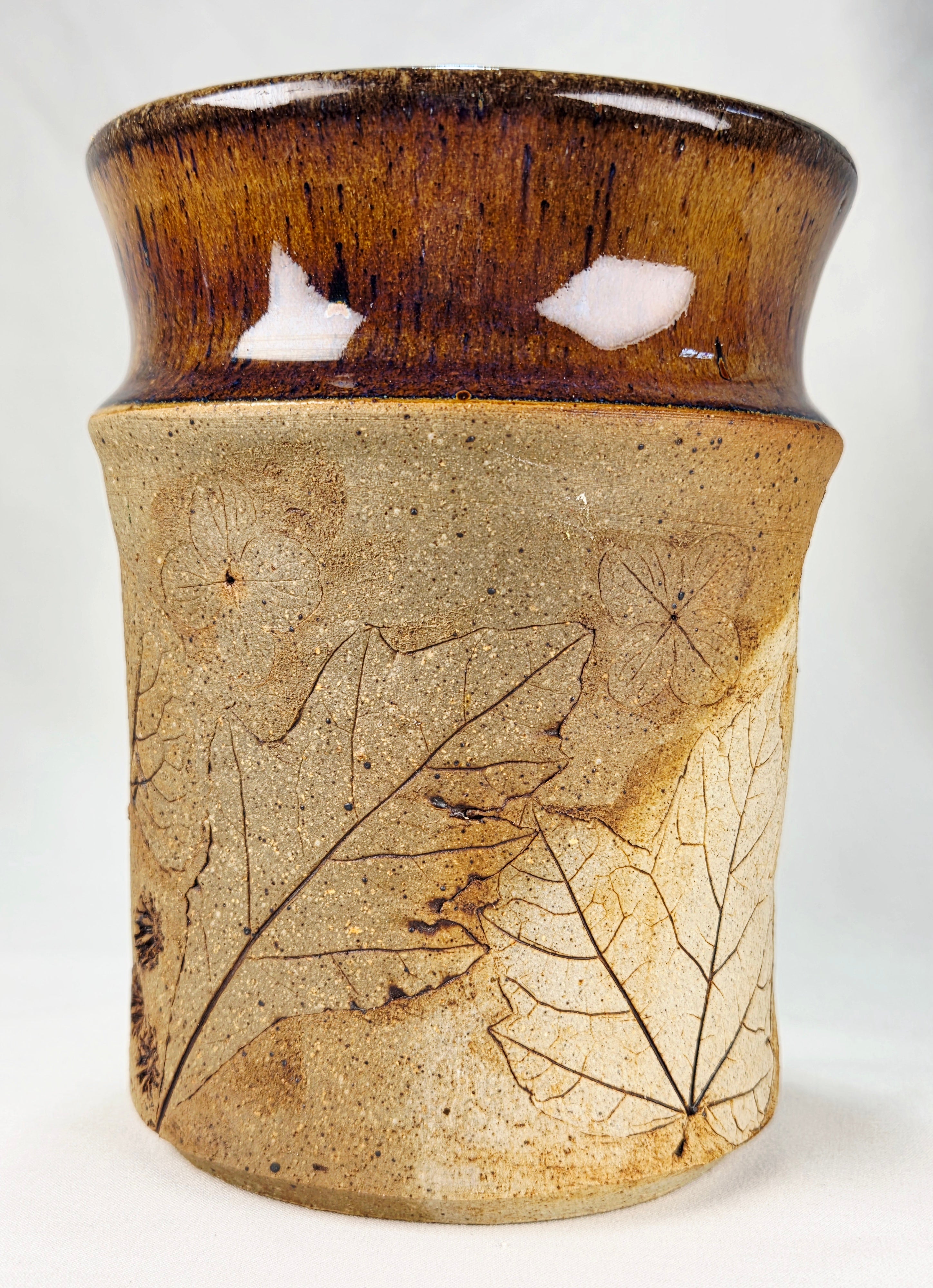 Handcrafted Studio Pottery Botanical Vase | Signed Artisan Stoneware Vase | 6" Rustic Floral Ceramic Home Decor