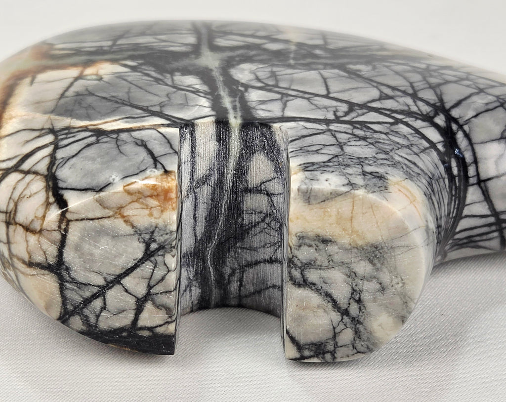 Picasso Jasper Zuni Fetish Bear Carving Sculpture – Natural Stone Animal Figurine, Earth Tone Home Decor, Rustic Boho Accent XL
