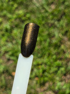Liquid Krystal Co. Gilded Raven Prototype Nail Lacquer | Black Crelly with Antique Gold Shimmer | One-of-a-Kind Handmade Indie Polish