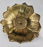 Vintage Heavy Cast Brass-Plated Floral Chamberstick Candle Holders Set of 2 | 6" Gold Tone Flower Candlesticks