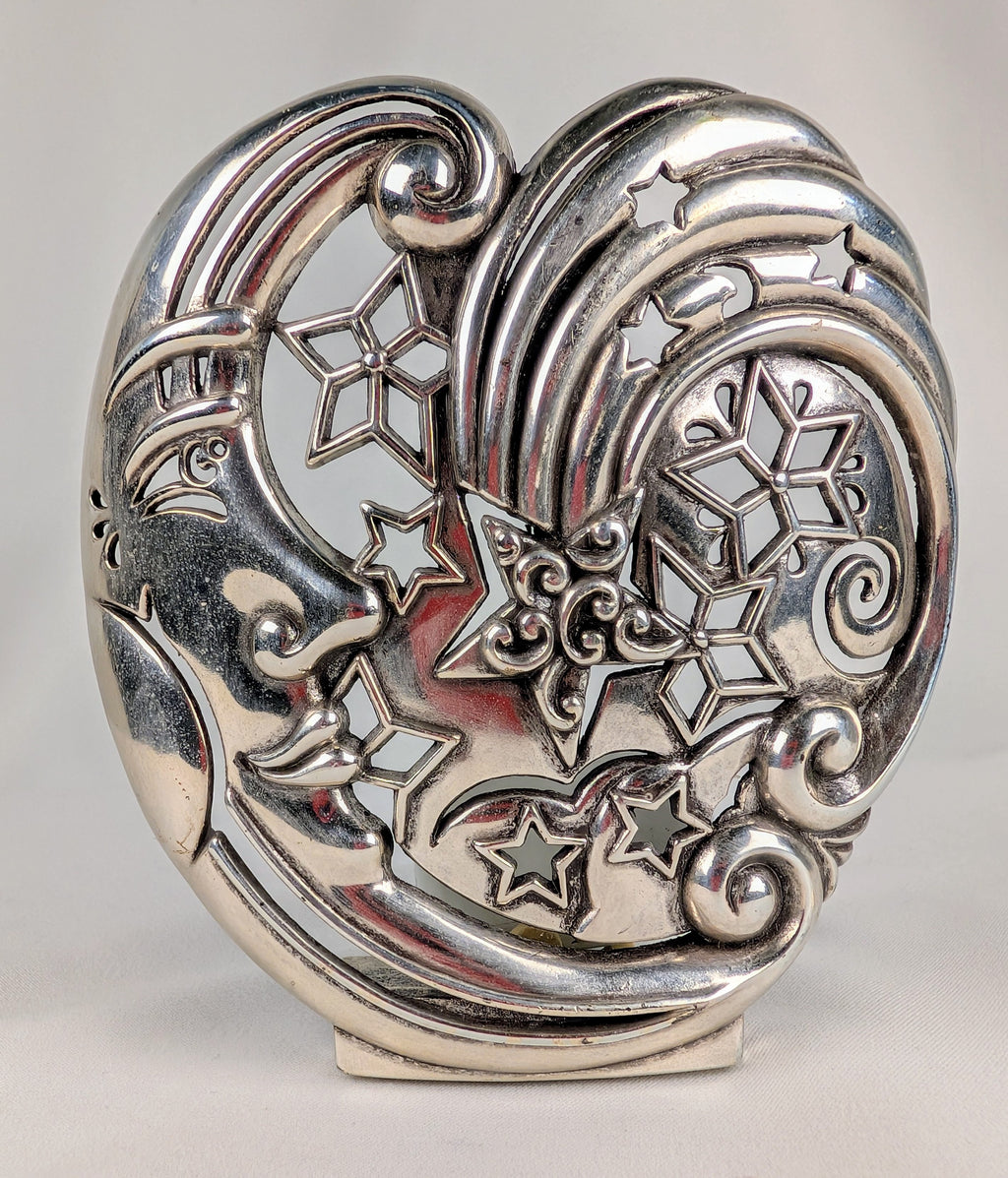 Brighton Vintage Celestial Moon & Stars Night Light – Rare Retired Design Silver Tone Plug-In Lamp