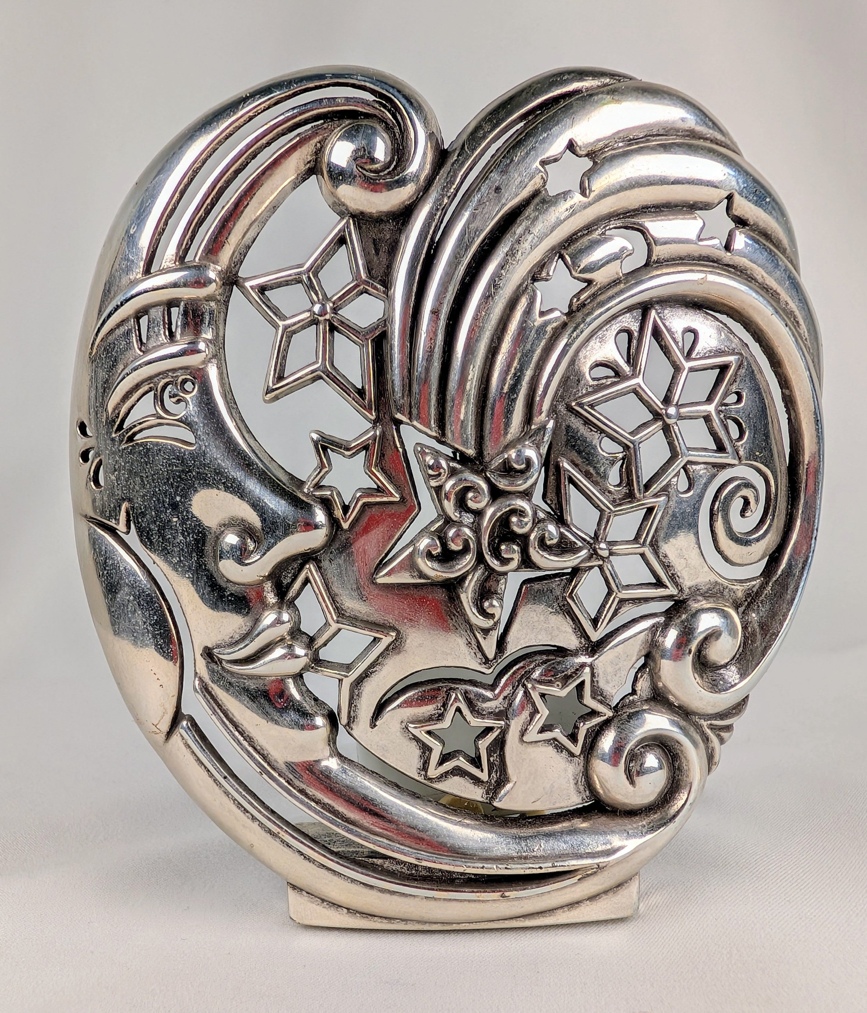 Brighton Vintage Celestial Moon & Stars Night Light – Rare Retired Design Silver Tone Plug-In Lamp