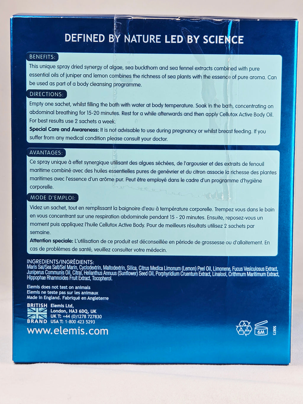Elemis Sp@Home Cellutox Herbal Bath Synergy Body Performance Bath Therapy 12 Sachets 300g Vintage Spa Treatment