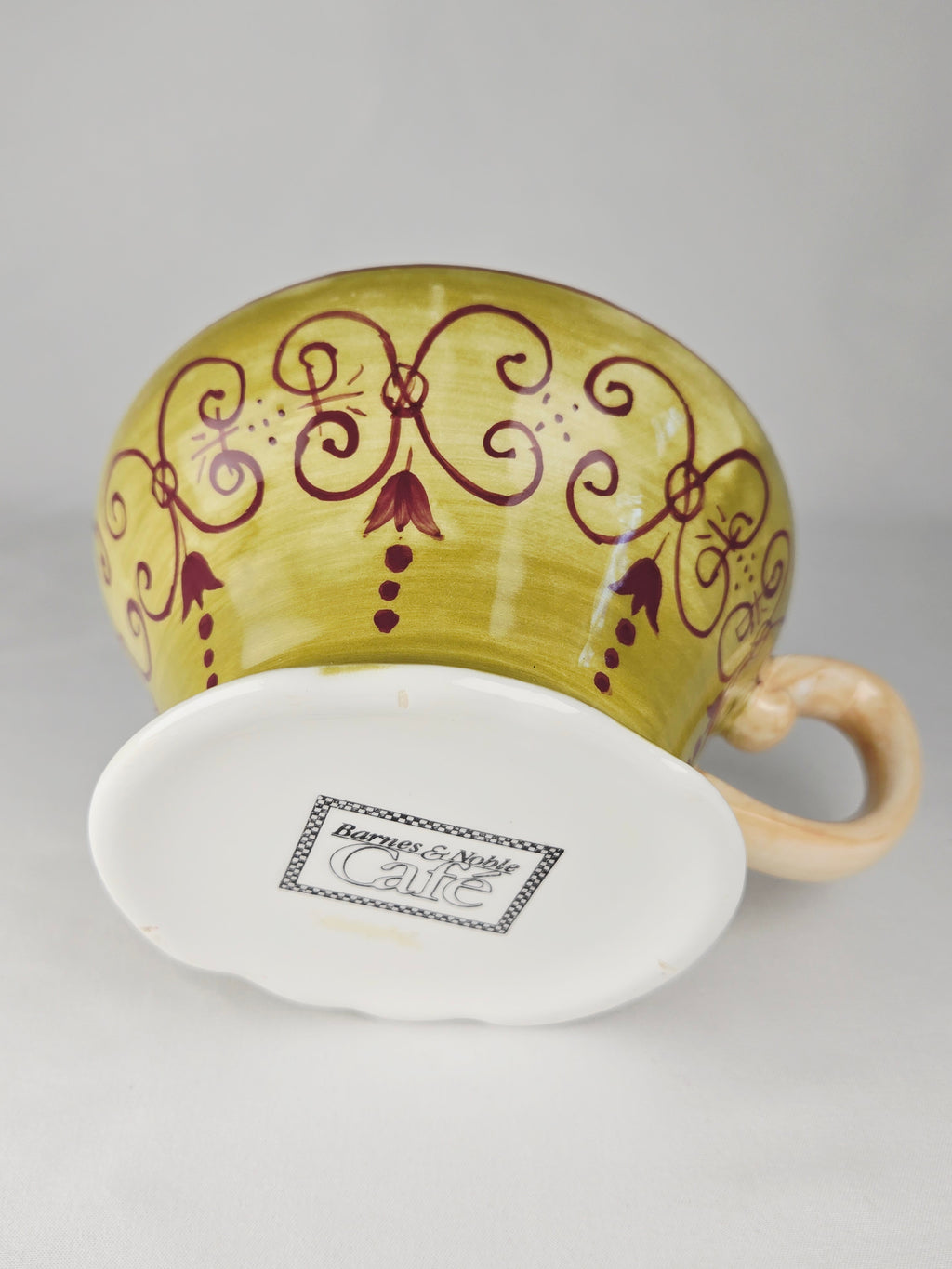 Barnes & Noble Café Floral Teapot & Matching Cup Set | Hand-Painted Stoneware |Cottage Café Style