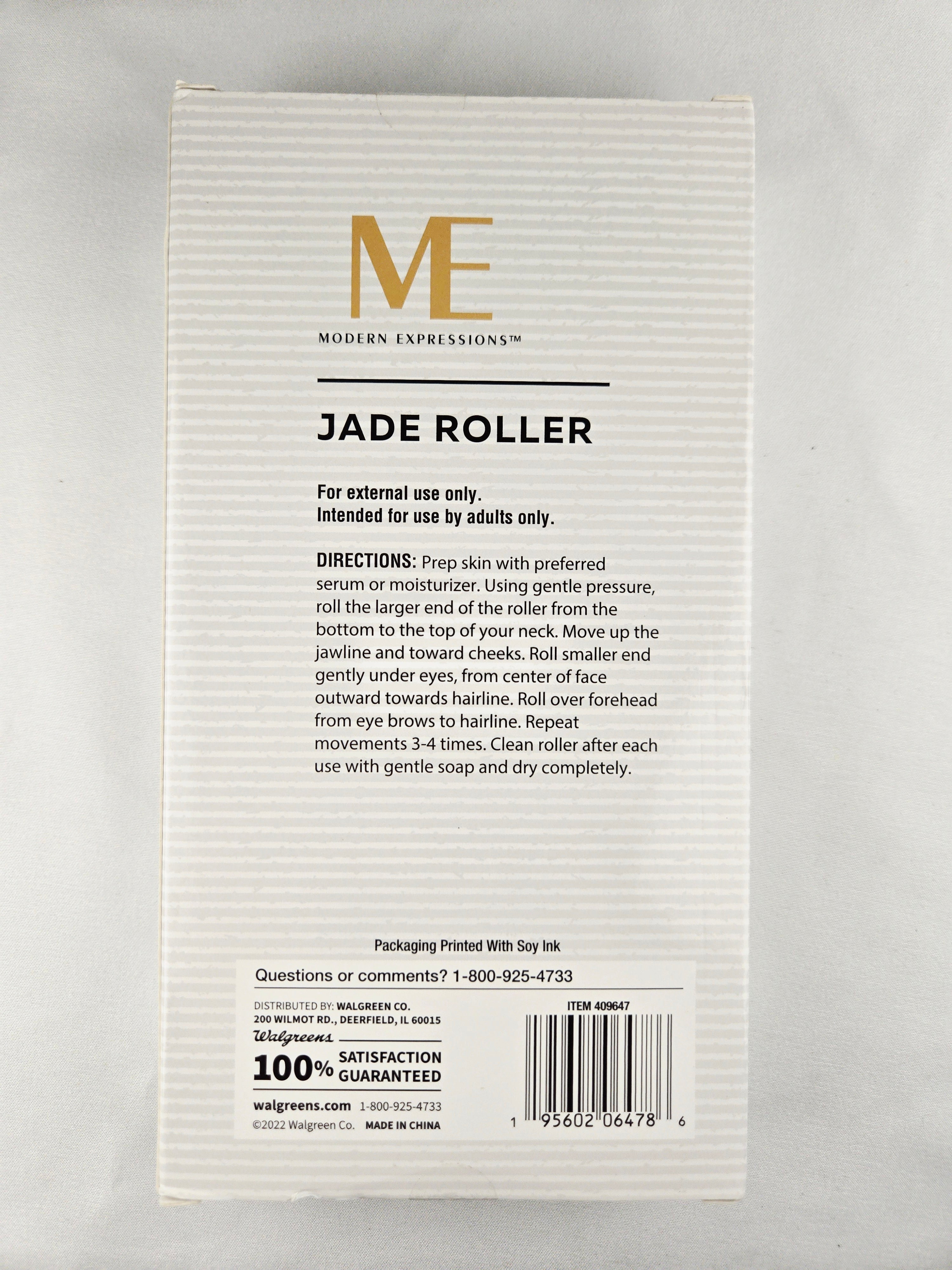 Modern Expressions Jade Facial Roller Dual End Face Massager Skincare Tool