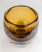 Amber Scandinavian Art Glass Vase Heavy Clear & Honey Glass Modern Decor
