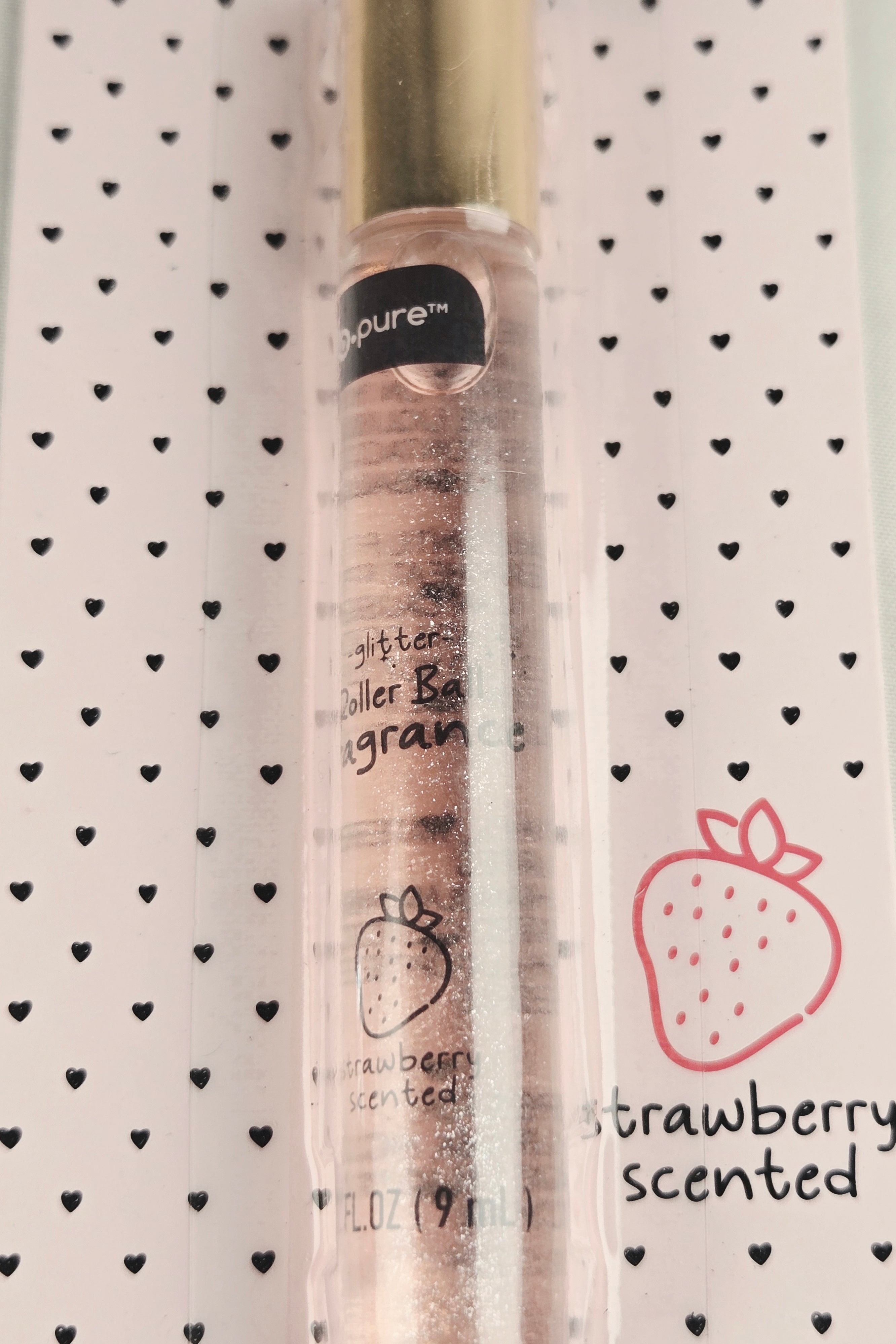 b•pure Glitter Roller Ball Fragrance | Strawberry Sugar Sparkle — Strawberry Scented Shimmer Perfume Oil | Travel Size