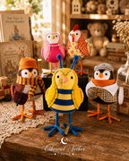 Spritz Birds Set of 5 Beezy Saffron Wheatly Blossom Coopster Plush Decor Collection